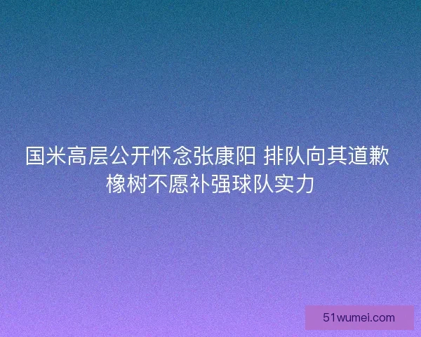 国米高层公开怀念张康阳 排队向其道歉 橡树不愿补强球队实力